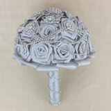 Grey Rhinestone Chain Flowers Bridal Wedding Bouquet