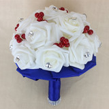 Wedding Bouquets Blue Cherry Rhinestone Bridal Foam Flowers